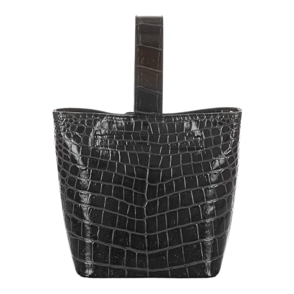 Brahmin Faith Black Veil Croc Embossed Melbourne Leather Satchel Bucket Bag - Picture 3 of 9